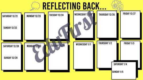 Holiday Break Mindfulness Reflection Calendar Perfect for students ...