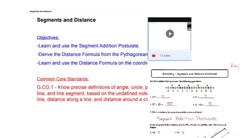 Preview of Segment and distance VIDEO lesson with all materials