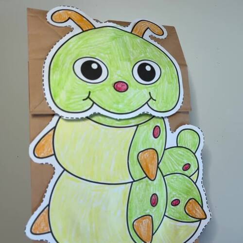 Caterpillar Puppet Paper Bag Craft Activity Coloring Spring Bug Insect ...