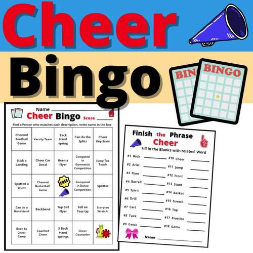 Cheerleader Bingo Activity Cheer Team Resource Cheerleading Activities