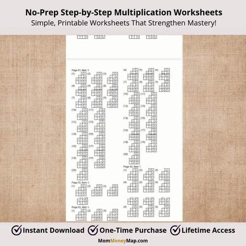 Step by Step Multiplication Bundle Printable PDF