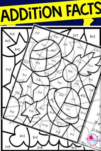 1-Digit Addition - Color-By-Number / Color-by-Code Coloring ...