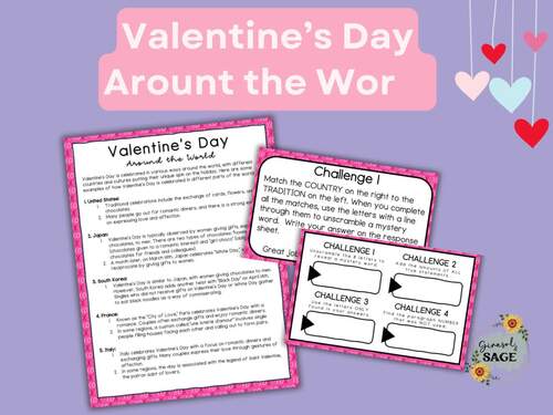 Valentines Day Around the World Escape Room Reading for Middle School