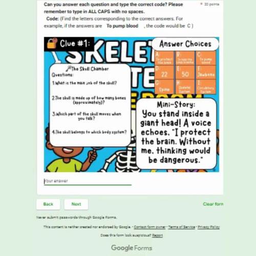 Skeletal System Escape Room | 4th–6th Grade Science Review Game Activity