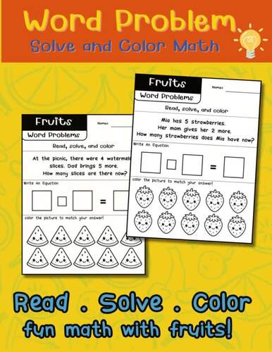 Fruits Word Problems | Addition and Subtraction Within 10 | Solve and ...