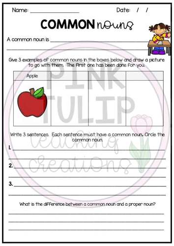 Nouns Worksheet Pack Common Proper Abstract Collective Pronouns