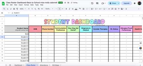 Attendance Tracker | Student Dashboard | Attendence Sheets Google Sheets