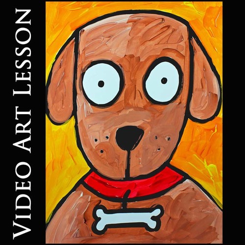Preview of PUPPY DOG Video Art Lesson | EASY Directed Drawing & Tempera Painting Project