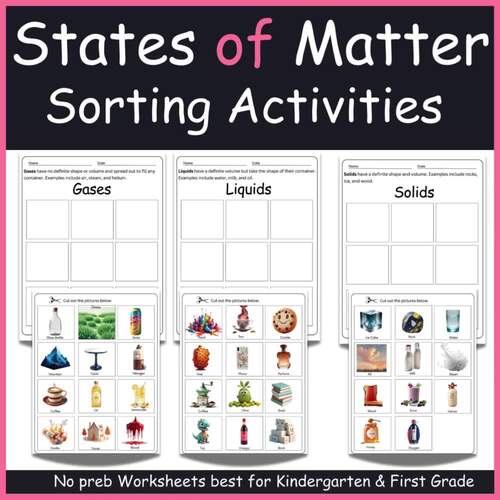 States of Matter Sort Activity| Cut and Paste Sorting Back To School ...