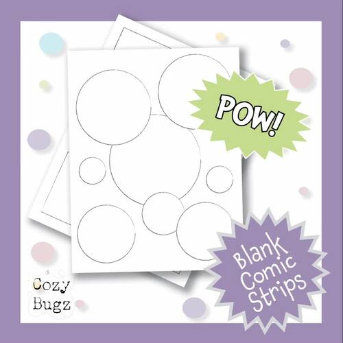 Blank Comic Strips Printable Template by Cozy Bugz TPT