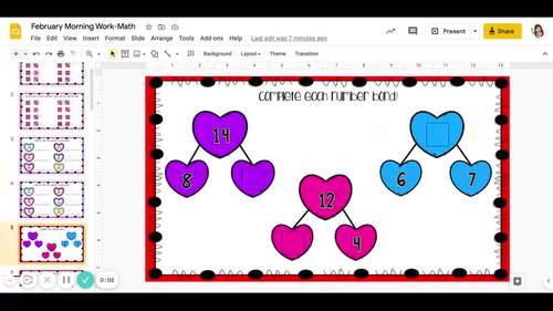 February Math Morning Work for Google Slides by Paradise in First Grade