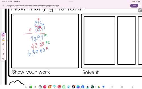 3-Digit Multiplication Christmas Word Problems&Long Multiplication Practice