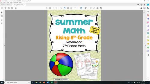 Summer Math Packet for Rising 8th Graders - Review of 7th Grade Math