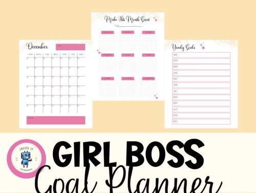 Girl Boss Goal Planner, 22 pages goal planning worksheets,SMART goals