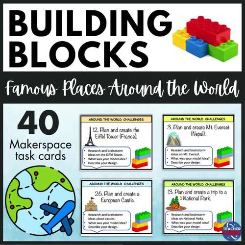 Makerspace Activity Building Block Task Cards Around the World STEM STEAM
