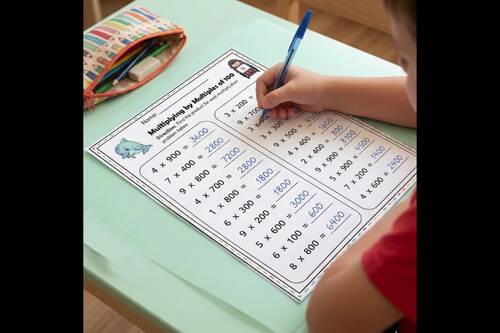 Multiplying by Multiples of 100 Worksheets | 1-Digit × Hundreds Practice