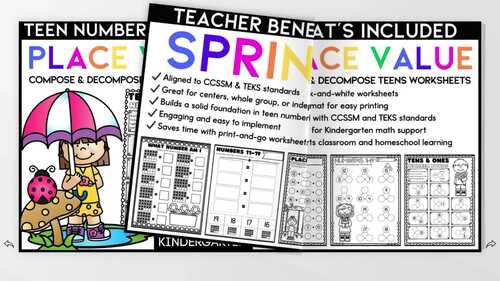 Kindergarten | Teen Numbers and Number Bonds | Compose & Decompose Worksheets