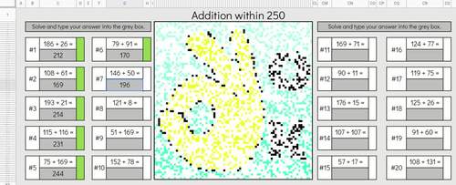 Digital Math Pixel Art | Mystery Picture 5th Grade Fluency Addition ...