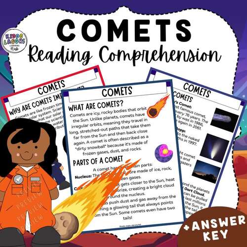 Comets Reading Comprehension Worksheet | Outer Space Astronomy Text ...