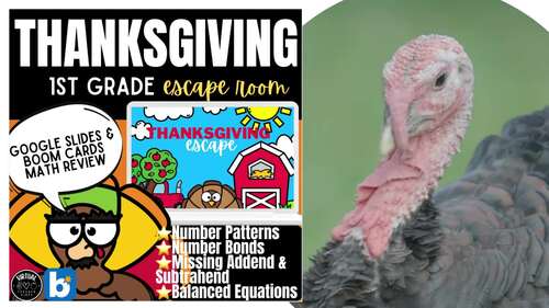 Thanksgiving Digital 1st Grade Math Escape Room -Number Patterns/Bonds, Addition