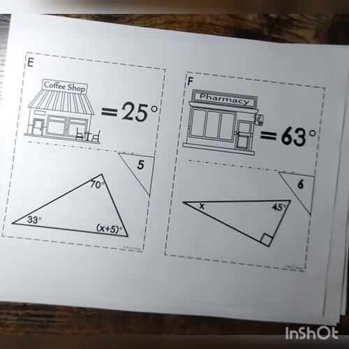 Triangle Angle Sum Theorem (Int Ext) Scavenger Hunt Activity by All in ...