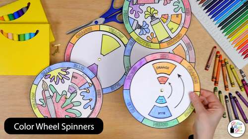 Color Wheel Spinner Art Lesson & Worksheets for Elementary