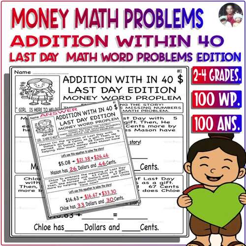 Last Day Math Money Word Problems Addition Within 40 - Ready Play Win ...