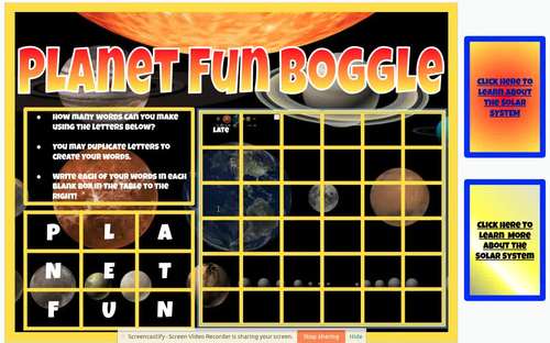 Planet Fun Boggle Activity (Digital and Printable) by K's Digital Store
