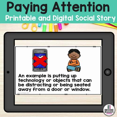 Social story paying attention focus adhd visuals and activities