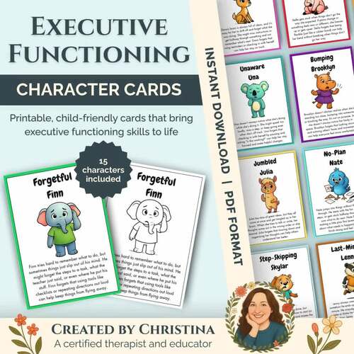 Executive Functioning Character Flash Cards: Social Emotional Learning ...