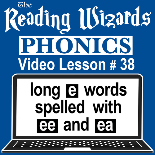 Preview of Phonics Video/Easel Lesson - Long E Words Spelled EE & EA - Reading Wizards #38