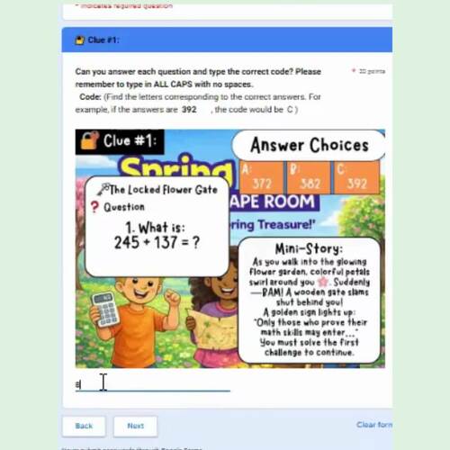 3rd Grade Spring Break Math Escape Room Fractions Word Problems Game