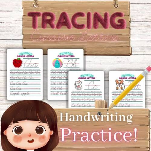 Cursive Alphabet Handwriting Tracing Worksheets by Fluky Creative Designs