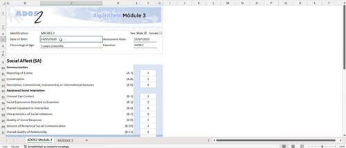 ADOS-2 Module 3 Automated Scoring Spreadsheet