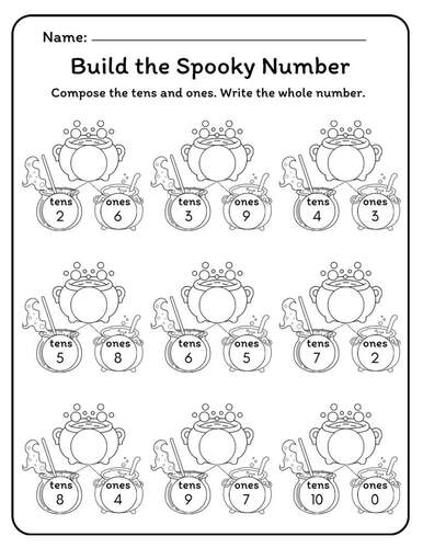 Halloween Compose & Decompose Numbers to 100 | Place Value | TPT