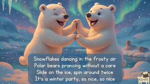 Preview of Music: Polar Bear Polka Winter Song Classroom Songs Reading Lyrics Sing-along