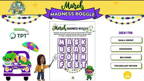 March Madness Boggle - Mardi Gras, St. Patrick's Day, Etc. | TPT