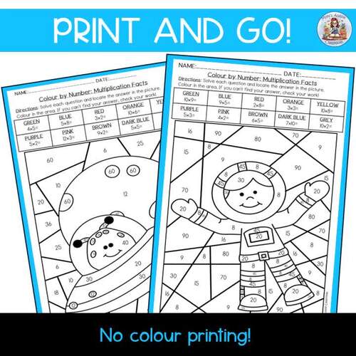 Color By Number Math Bundle – Multiplication & Division Facts Grade 3