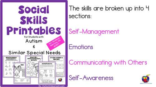 Social Skills Printables For Students With Autism Similar Special Needs