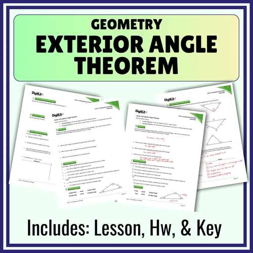Exterior Angle Theorem Guided Notes & Worksheets | 9th-11th Grade Geometry