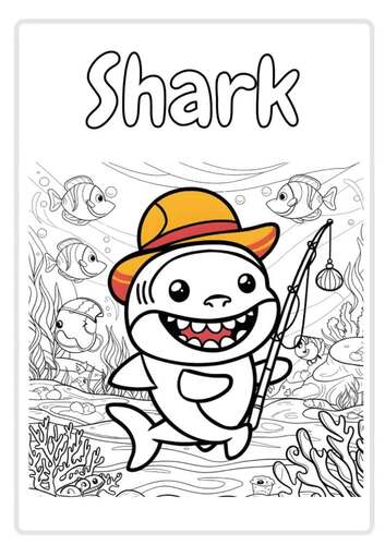 Best Pintable Sea Animal Shark coloring page,kids,cute,Printable,funny ...