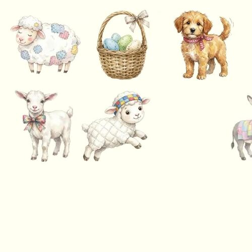 Farm Animals Clipart Bundle – Watercolor PNG & JPEG Cute AI Graphics