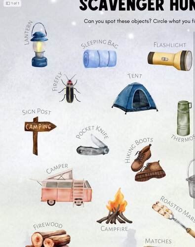 Camping Scavenger Hunt by Little Rainbow School House | TPT