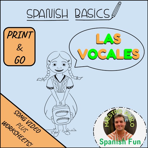 Preview of Las Vocales! / Sing Along Vowels Video Song and Printable Worksheets