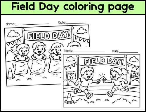 Field Day Coloring Pages | End of School Year Activities | Printable Sheets