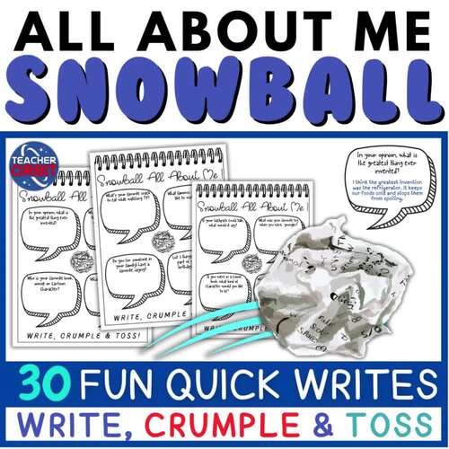 Writing Activity All About Me Snowball Writing Collaborative Back to School