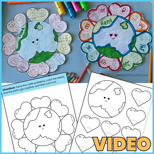 Preview of Earth Day Math Activity Video, Earth Day Math Craft, Earth Day Bulletin Board