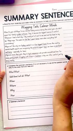 Summarizing Practice the Writing Worksheets | Revolution | TPT