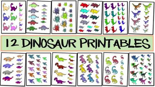 12 DINOSAUR PRINTABLE CUT-OUTS - Original art and background scenes