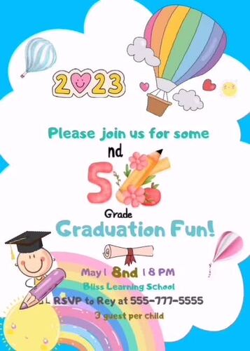 EDITABLE Preschool Graduation INVITES PreK Announcement Grad Party